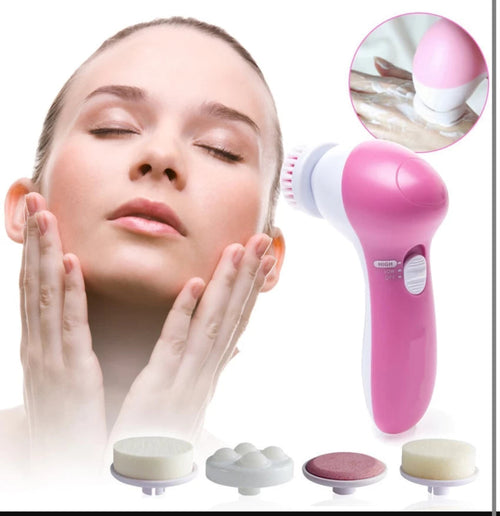 5-in-1 Electric Facial Cleanser & Massager | Blackhead Remover Brush Beauty Tool
